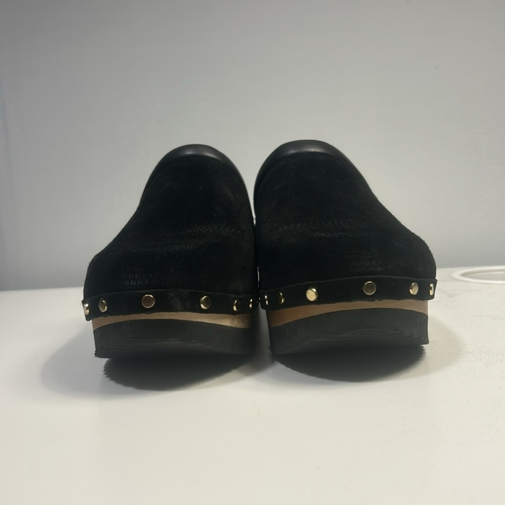 Black Suede Studded Platform Clogs by - Picture 5 of 7